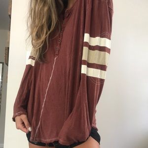 Free People Jersey Striped Long Sleeved Top